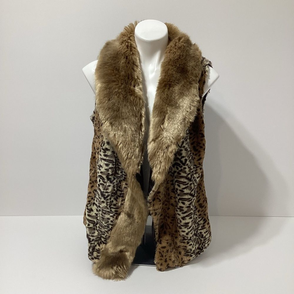 Faux Frenzi by DENA Animal Print Fake Fur Vest S